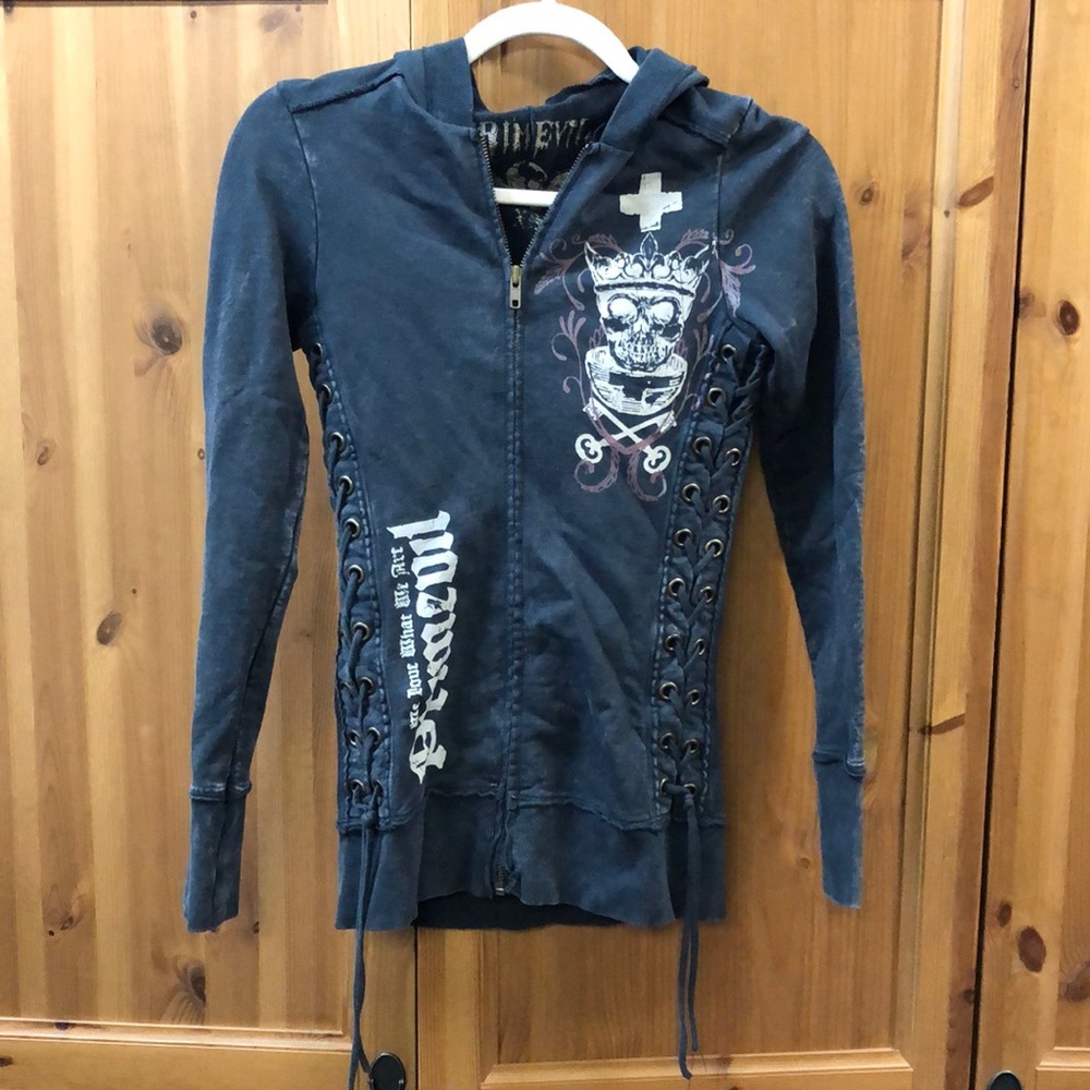 Primevil, Hooded Jackie with Zipper Front and lace up sides